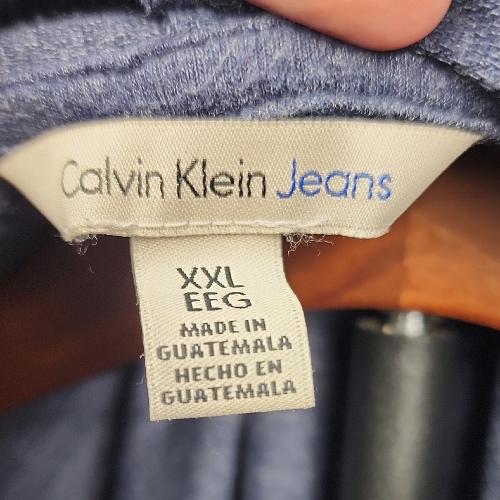 CALVIN KLEIN JEANS | Navy Logo Oversized Lightweight Hoodie High Low | XXL - Picture 2 of 14